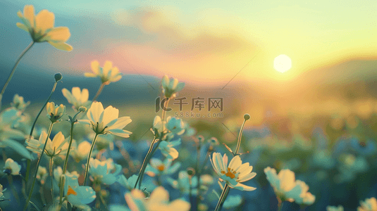野花背景背景图片_黄昏的植物花朵背景