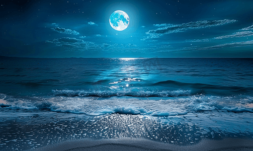 关于平静的说摄影照片_月光下的宁静海夜