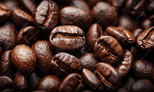 咖啡豆背景深烘焙咖啡豆特写