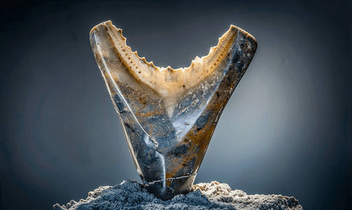 矿化天然化石史前鲨鱼牙