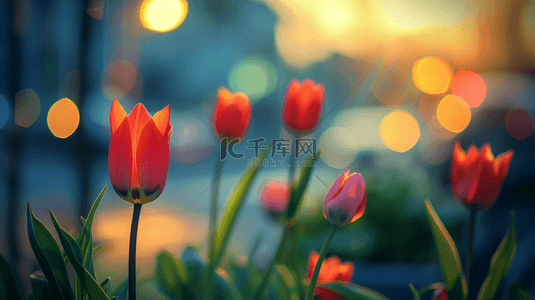 黄昏的植物花朵背景