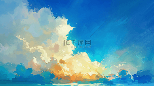 彩绘海岸线海水云彩的背景