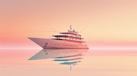粉色唯美线条艺术海上轮船的背景