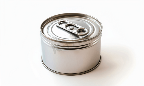 封闭式锡罐带拉环开盖器孤立在白色背景上