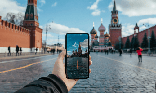以上摄影照片_智能手机上拍摄的莫斯科塔图片