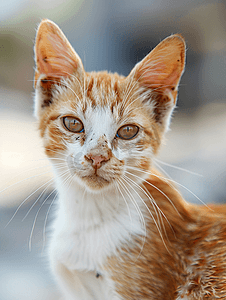 流浪猫够摄影照片_无家可归的流浪猫看着你的眼睛动物收容所信任和照顾概念