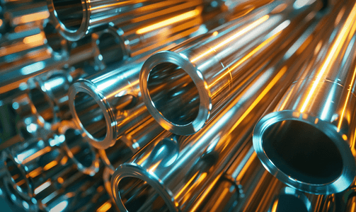 闪亮的钢铁生产堆栈全框架背景与数控加工管道