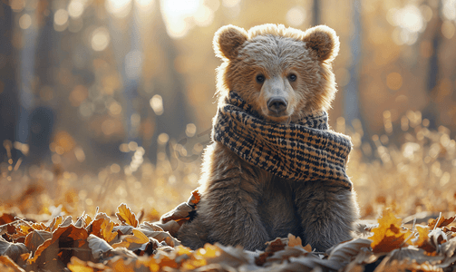 戴着围巾的小熊