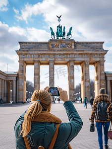 游客拍摄柏林标志