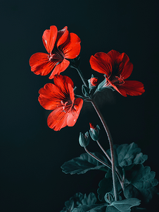 夏季植物装饰摄影照片_红花天竺葵天竺葵植物花卉特写