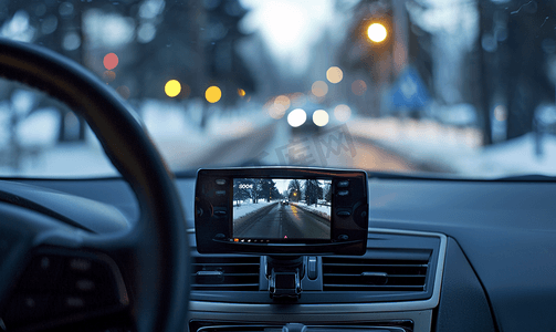 安全备份备份摄影照片_汽车后视摄像机屏幕监视器显示