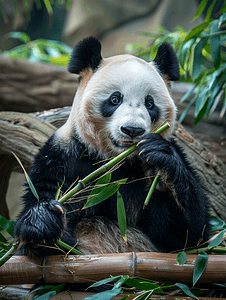 大熊猫吃竹子背景
