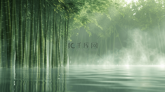 江背景图片_中式文艺风格江面上竹子竹林的背景