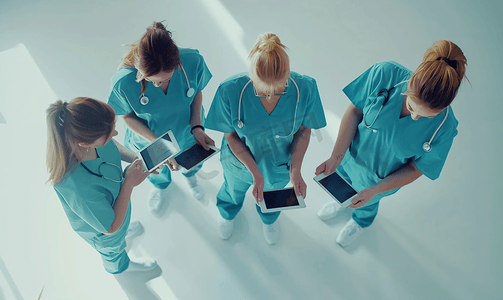 医疗保健 医学技术女医生护士与病人预约平板电脑