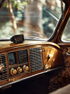 老爷车里的旧收音机