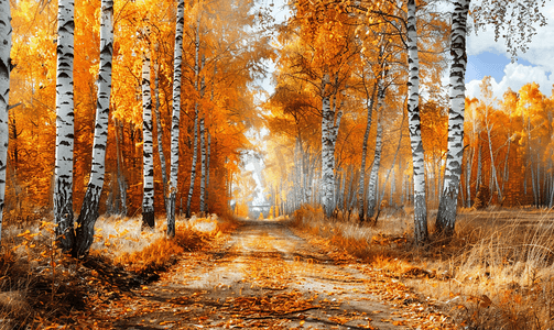 秋天的背景摄影照片_秋天的森林美景