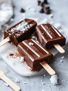 喷溅的巧克力液摄影照片_巧克力冰淇淋冰棒爱斯基摩人