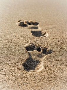马萨诸塞州海岸的简单沙脚印
