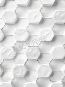 六角形圆圈网格的抽象无缝白色塑料图案