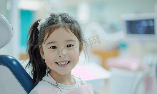 邀请函中国摄影照片_小女孩看牙医