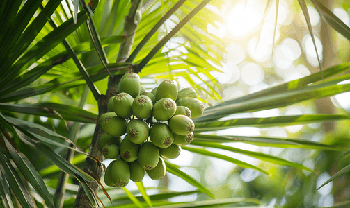 长的摄影照片_槟榔或槟榔树上的棕榈