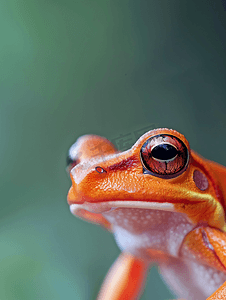 马达加斯加橙色和红色特有青蛙肖像