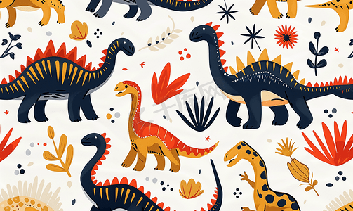 恐龙无缝图案您可以创造很棒的面料和枕头设计