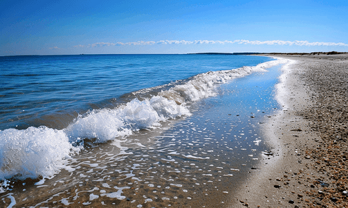 波浪海浪摄影照片_海浪变成了科德角海岸的涟漪