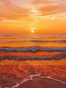 红海上的日出棕红色调的背景