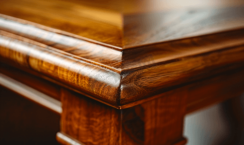豪华桌角实木家具细节的特写