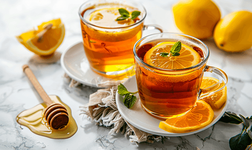 加一点蜂蜜的热柠檬茶