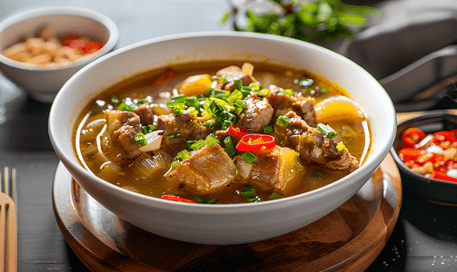 腌制菜摄影照片_酸菜排骨汤是一道泰国菜做法简单味道醇厚
