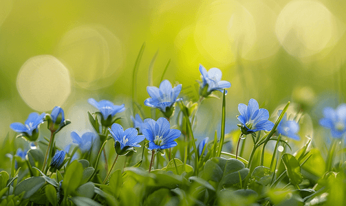 草丛中的小蓝花
