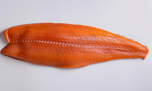上面是淡熏鲑鱼红鱼片的视图