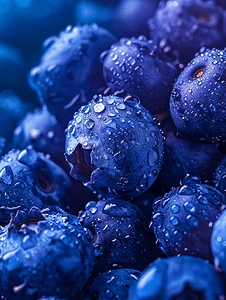 蓝莓水果背景蓝莓湿露珠宽横幅尺寸
