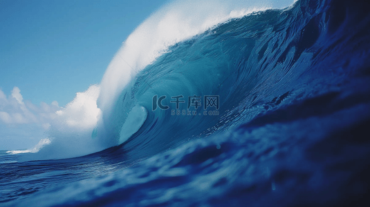 蓝色自然海面海浪翻滚的背景