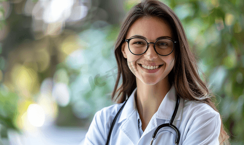 医疗保健医学戴眼镜的微笑女医生