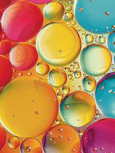 具有抽象圆形结构的水中油的彩色表面