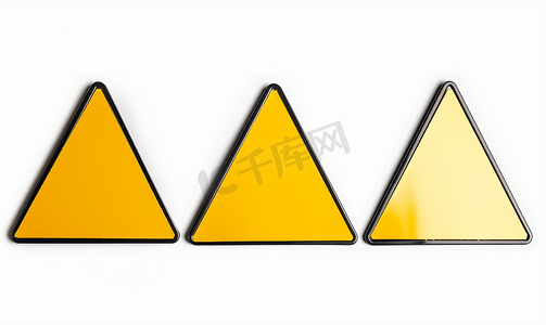 空白警告标志黄色黑色框架贴纸设置孤立在白色背景上