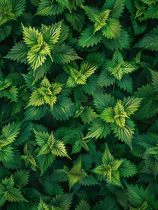荨麻植物背景荨麻叶俯视图