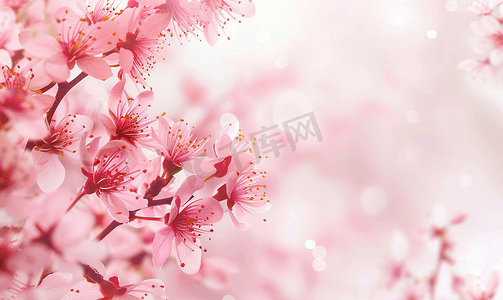 粉色绽放摄影照片_春天盛开的粉色樱花