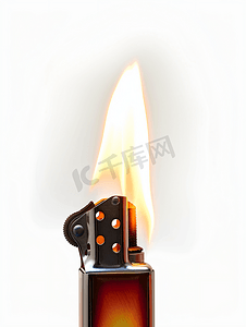 火焰图标摄影照片_白色背景下孤立的打火机火
