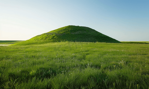 土丘摄影照片_北达科他州景观中的金字塔形土丘