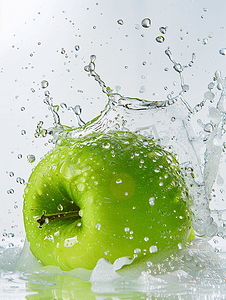 苹果绿水一半被孤立在白色背景上