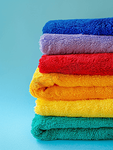 一堆彩色毛巾全框特写背景