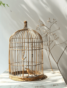 鸟笼由竹子制成使其在油漆中更具吸引力