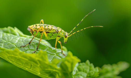 人动物生物摄影照片_叶子上的昆虫的特写
