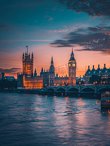 横版红包设计摄影照片_伦敦泰晤士河夜景