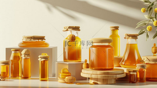 蜂蜜适量背景图片_黄色蜂蜜单调合成创意素材背景