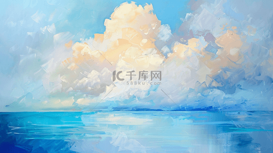 彩绘海岸线海水云彩的背景